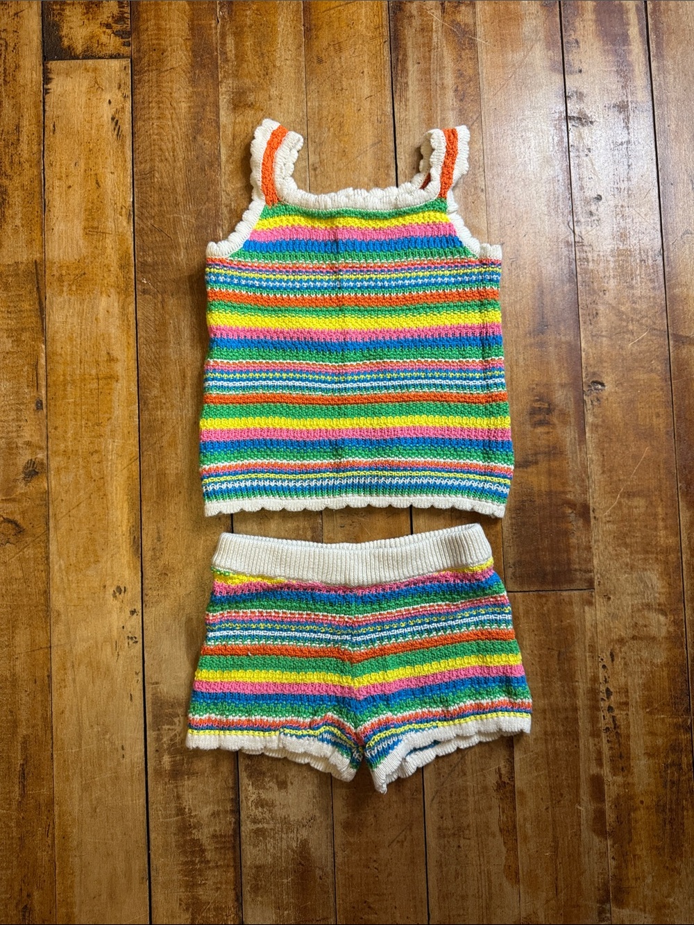 Jessica Simpson knit Tank Shorts Set 4T cotton summer rainbow stripe beach vaca